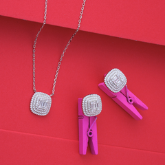 Silver Square shaped Pendant Sets