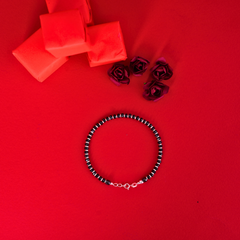Designer Black Bead Silver Bracelet