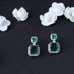Silver Green Stone Earring