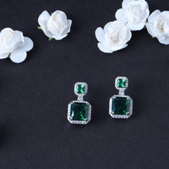 Silver Green Stone Earring