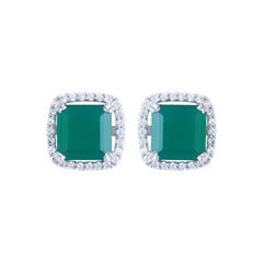 Silver green onyx earrings