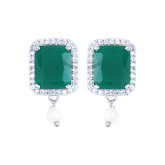Silver green Quartz earrings