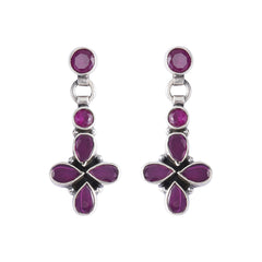 Oxidised Silver Stone Earring