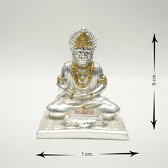 Premium White & Silver Hanuman Ji Kneeling Statue