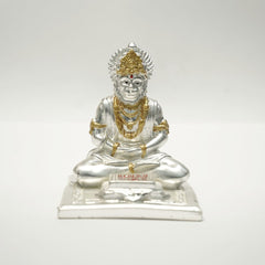 Premium White & Silver Hanuman Ji Kneeling Statue