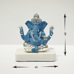 Silver plated blue terracotta mukut ganesh