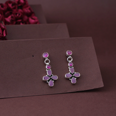 Oxidised Silver Stone Earring