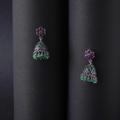 Antique Oxidised Jhumki Design Earring