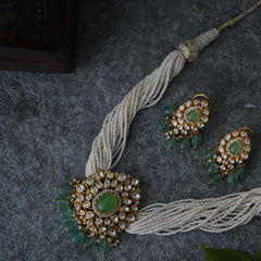 Iyla Luxe Polki  Silver Necklace