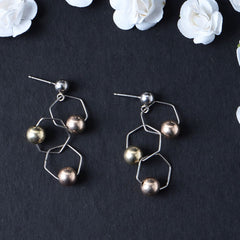 Silver Hexagon Earring