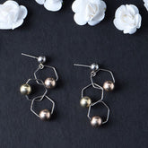 Silver Hexagon Earring