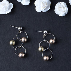 Silver Hexagon Earring