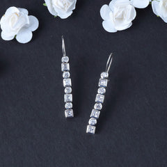 Silver Long Bead Earring