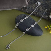pair of floral silver Anklet