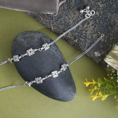pair of floral silver Anklet