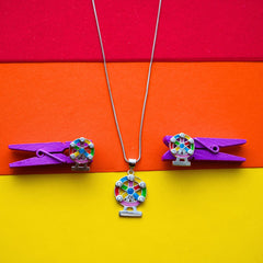 Silver Ferris Wheel Kids Pendant Set