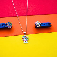 Silver Ferris Wheel Kids Pendant Set