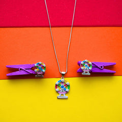 Silver Ferris Wheel Kids Pendant Set