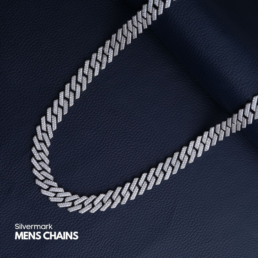 Sterling Silver Studded Cuban Chain