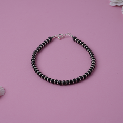 Designer Black Bead Silver Bracelet