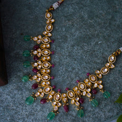 Fatima Sterling Silver Polki Necklace