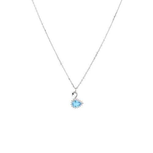 Sterling Silver Blue Stone Swan Necklace - silvermark