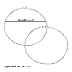 Unique Twisted Chain Shiny Anklet - silvermark