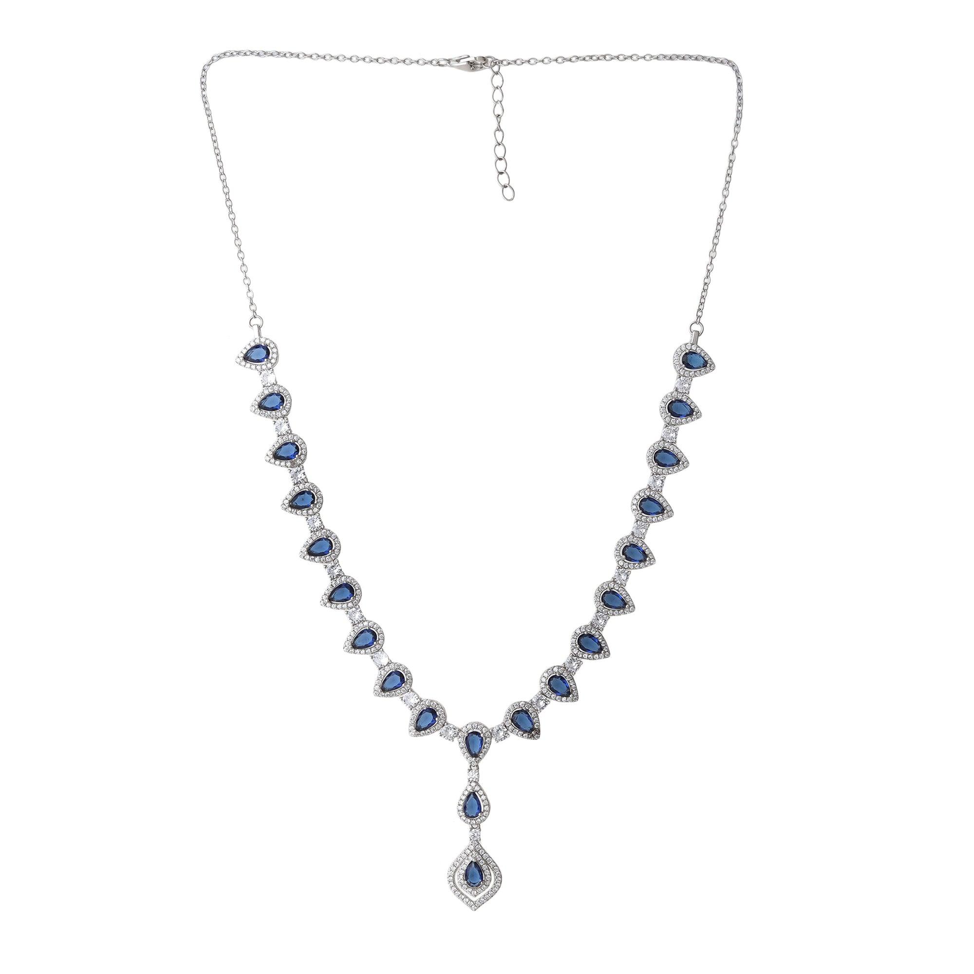 Swarvoski Blue Stone Necklace - silvermark