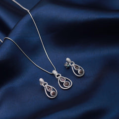 Silver Zircon Emerald Brown Drop Set - silvermark