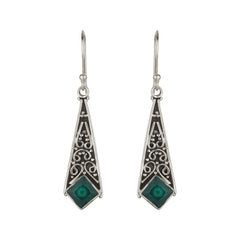 Modern Oxidized Teardrop Silver Earring