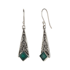 Modern Oxidized Teardrop Silver Earring