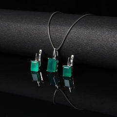 Silver Emerald Green Pendant Set - silvermark