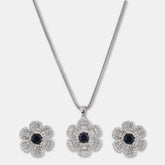 Silver Zircon Flower Bloom Set - silvermark