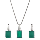 Silver Emerald Green Pendant Set - silvermark