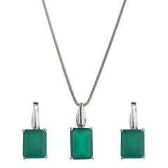 Silver Emerald Green Pendant Set - silvermark