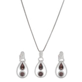 Silver Zircon Emerald Brown Drop Set - silvermark