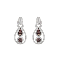 Silver Zircon Emerald Brown Drop Set - silvermark