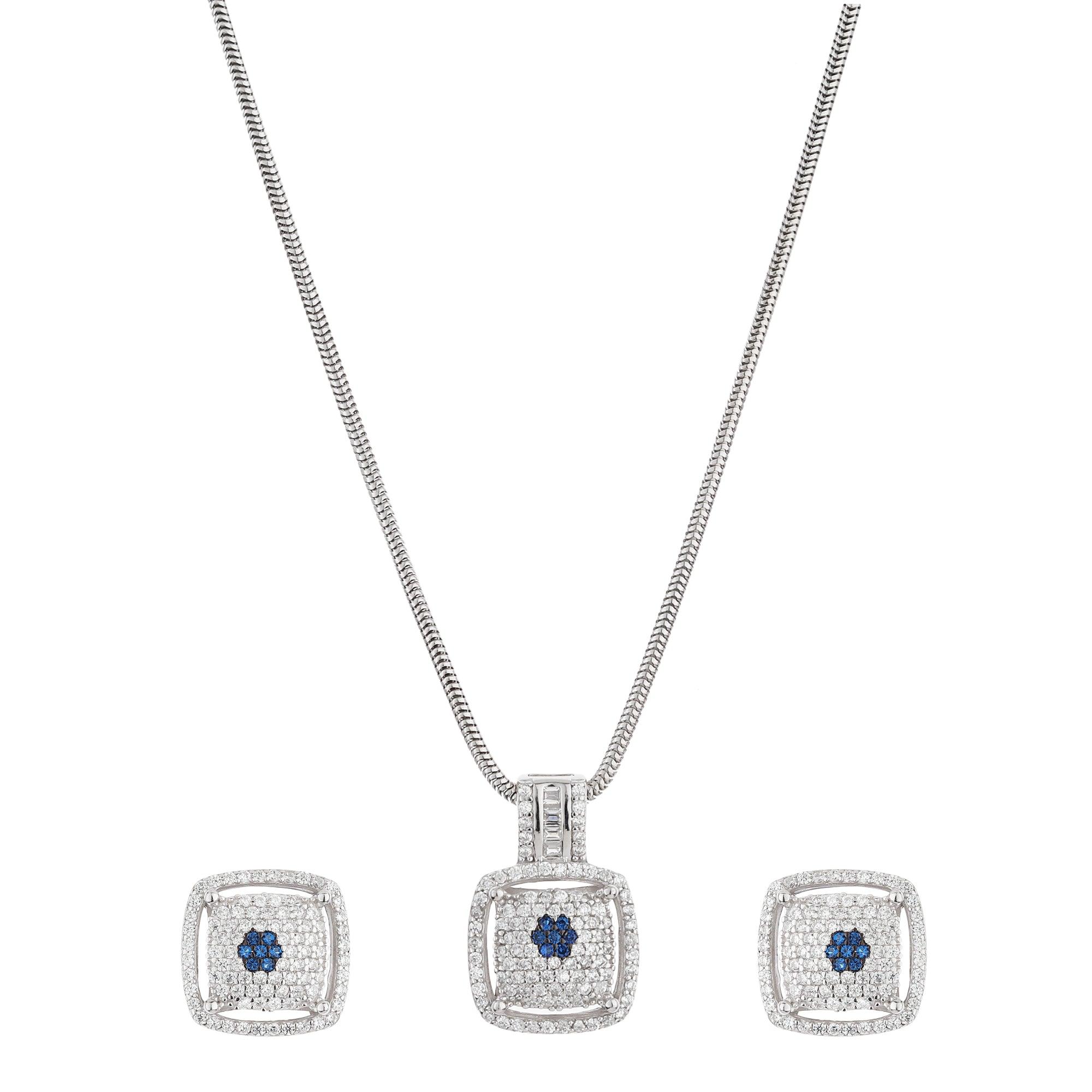 Silver Zircon Flower Bud Set - silvermark