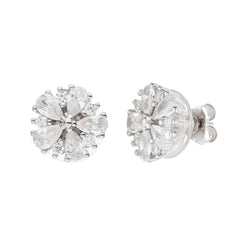 Flower Zircon Diamond Pendant Set - silvermark