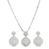 Silver Zircon Clover Pendant Set - silvermark