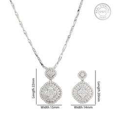 Silver Zircon Clover Pendant Set - silvermark