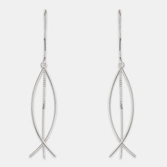 Silver Wired Dangle Hoop Earrings - silvermark