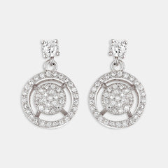 Fashionable Double Halo Stone Earrings - silvermark
