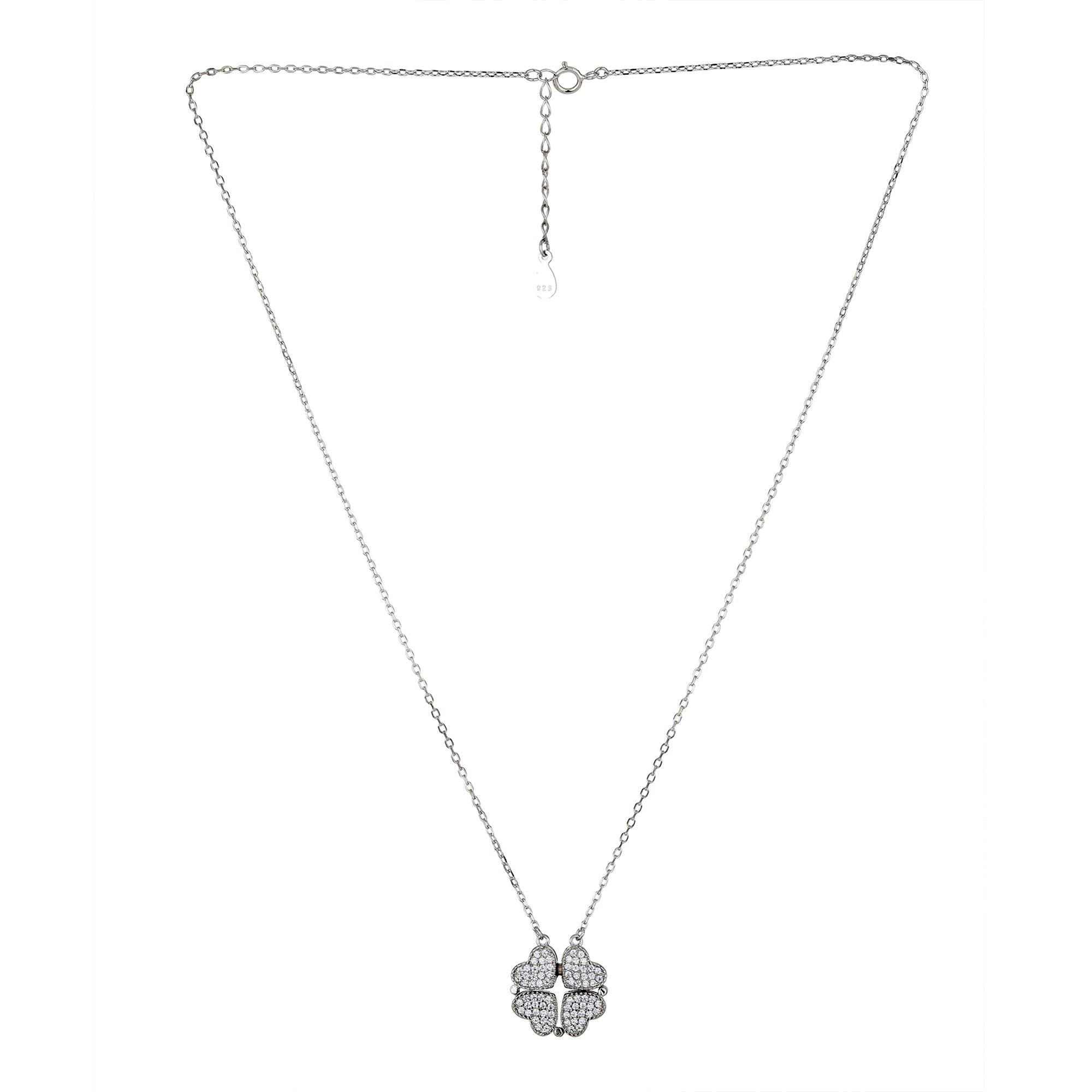 Sterling Silver Four Heart Foldable Necklace - silvermark