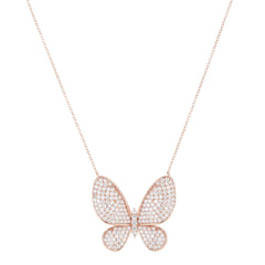 Silver-mark Rose Gold Diamond Butterfly Pendant - silvermark