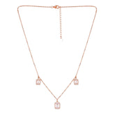 Emerald cut cubic zirconia stone Rose Gold Necklace Set - silvermark