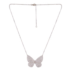 Flying Butterfly Silver Diamond Pendant - silvermark