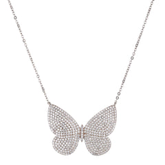 Flying Butterfly Silver Diamond Pendant - silvermark