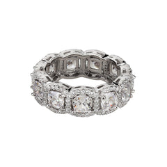 Cushion Cut Halo Eternity Band - silvermark