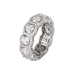 Cushion Cut Halo Eternity Band - silvermark
